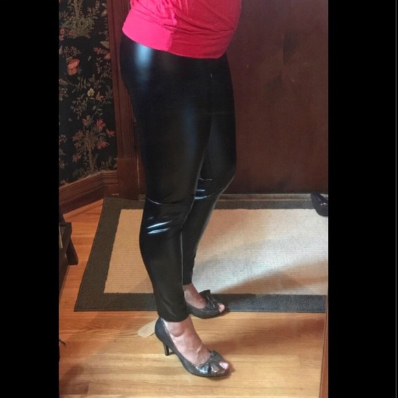 New! Faux Leather High Rise Leggins - Picture 5 of 9